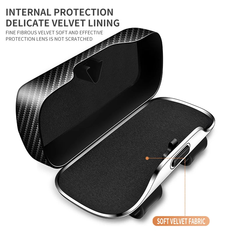 New model carbon fiber pattern car eyewear storage box, interior accessory, sunglasses case, ABS material, sunglasses holder.