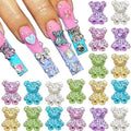 60PCS color 3D bear diamond nail cartoon accessories, suitable for DIY nail art, phone cases, water bottles, handicrafts, photos