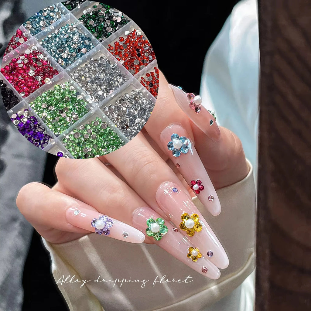 1Box 24 Grids Nail Rhinestone Bedazzling Kit 3D Multi-colors 3mm Resin Diamond Jewelry DIY Phone Case Nails Art Accessories
