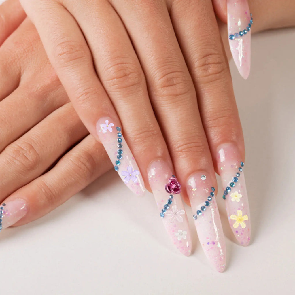 1 Box Flower Nail Charms 3D Plastic Nail Art Decorations DIY Manicure Accessories for Nails Mobile Phone Case Cards