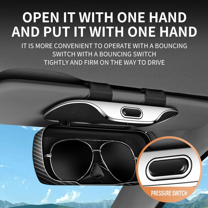 New model carbon fiber pattern car eyewear storage box, interior accessory, sunglasses case, ABS material, sunglasses holder.