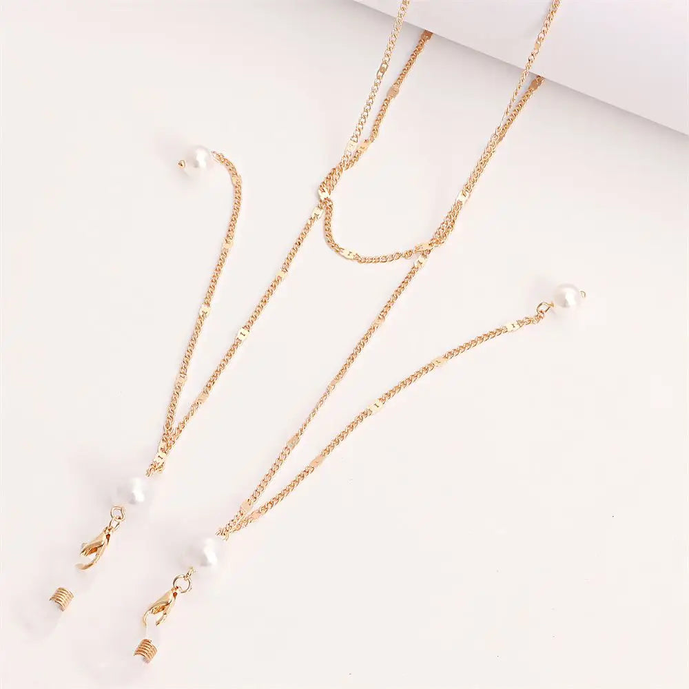 Sunglasses Masking Chains For Women Acrylic Pearl Crystal Eyeglasses Chains Lanyard Glass New Summer Fashion Jewelry Women Gifts
