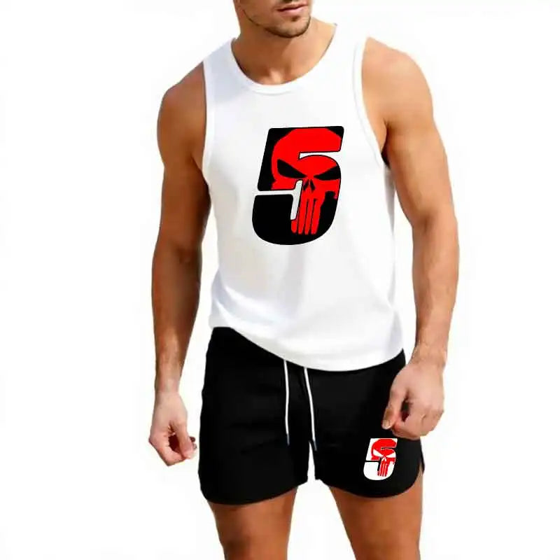 Men Workout Set Summer Sleeveless Athletic Top and Shorts Lightweight Basketball Training Sportswear Gym Run Two Piece Outfit