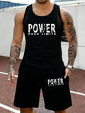 Power Push Limits Pattern Summer Fitness Mesh Vest Set Man Classic Pocket Shorts Quick Dry Running Sportswear Sport Short Pants