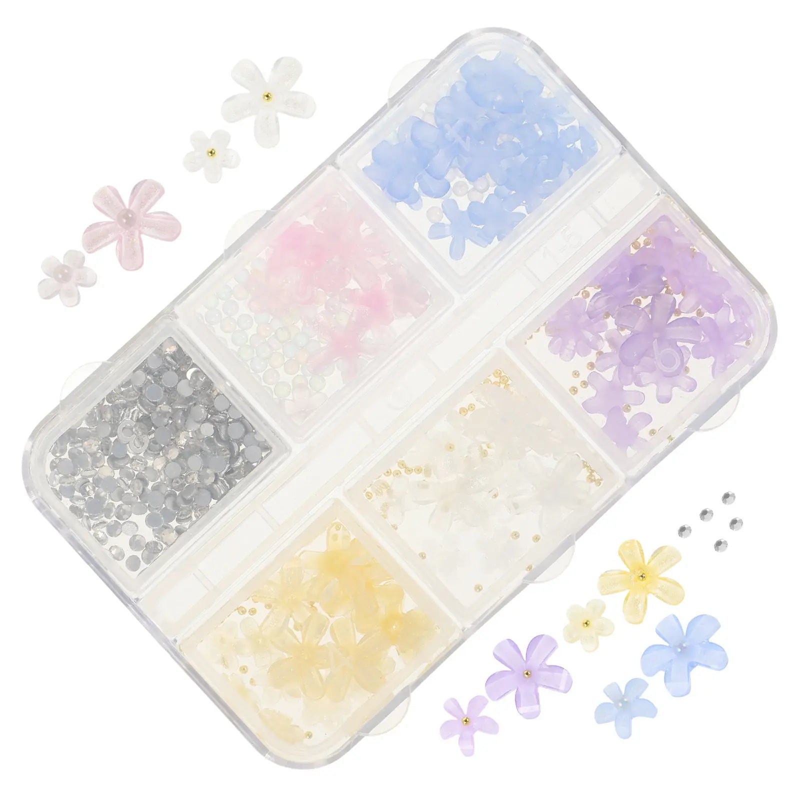 1 Box Flower Nail Charms 3D Plastic Nail Art Decorations DIY Manicure Accessories for Nails Mobile Phone Case Cards
