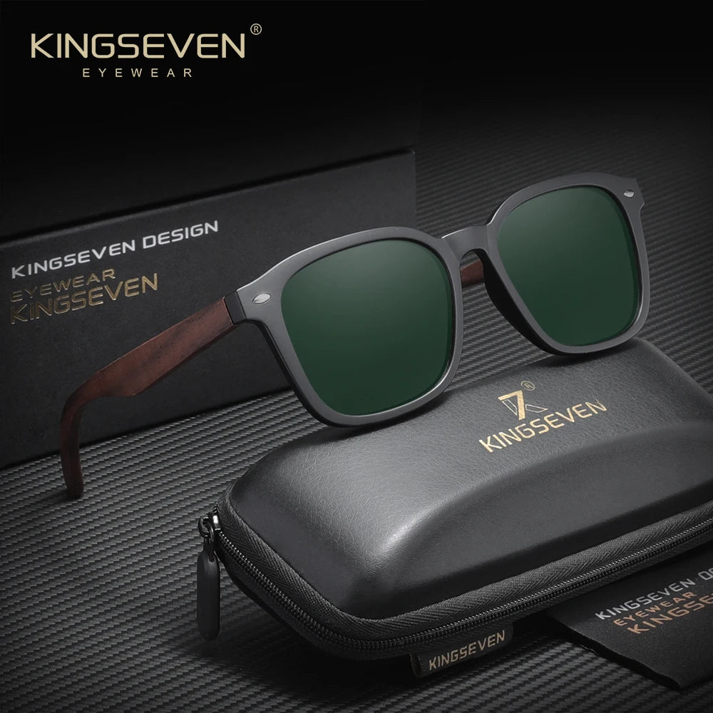KINGSEVEN Walnut Wooden Sunglasses for Men Polarized UV400 Protection Retro Eyewear Accessories Women Oculos
