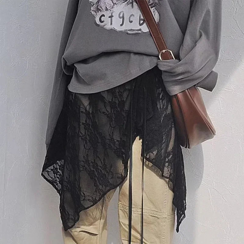 2026 French Lace Up Short Fart Curtain Skirt Spring Layered Skirt INS Women Wrap Skirt Bandage Dress Apron Curtain Expansion