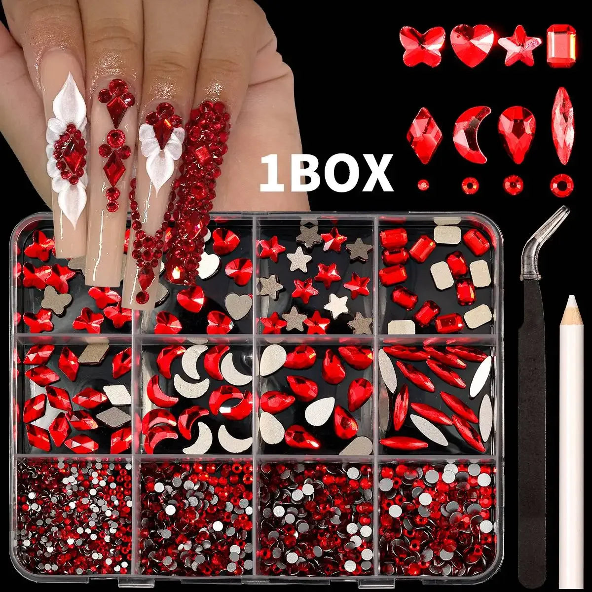 3D Resin Nail Art Rhinestones Multi-color Flat Brilliant Diamond Nail Jewelry Set DIY Clothes Phone Case Manicure Accessory Tool