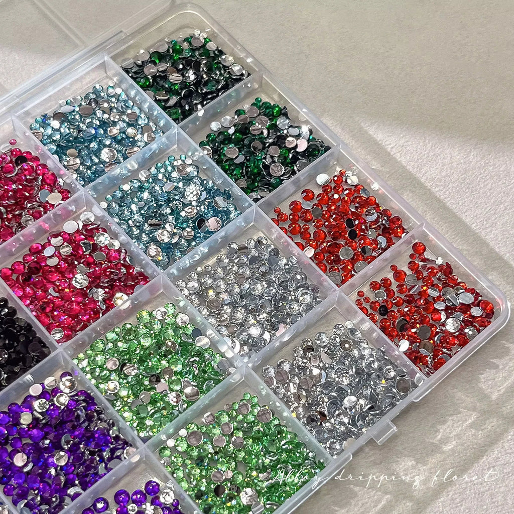 1Box 24 Grids Nail Rhinestone Bedazzling Kit 3D Multi-colors 3mm Resin Diamond Jewelry DIY Phone Case Nails Art Accessories