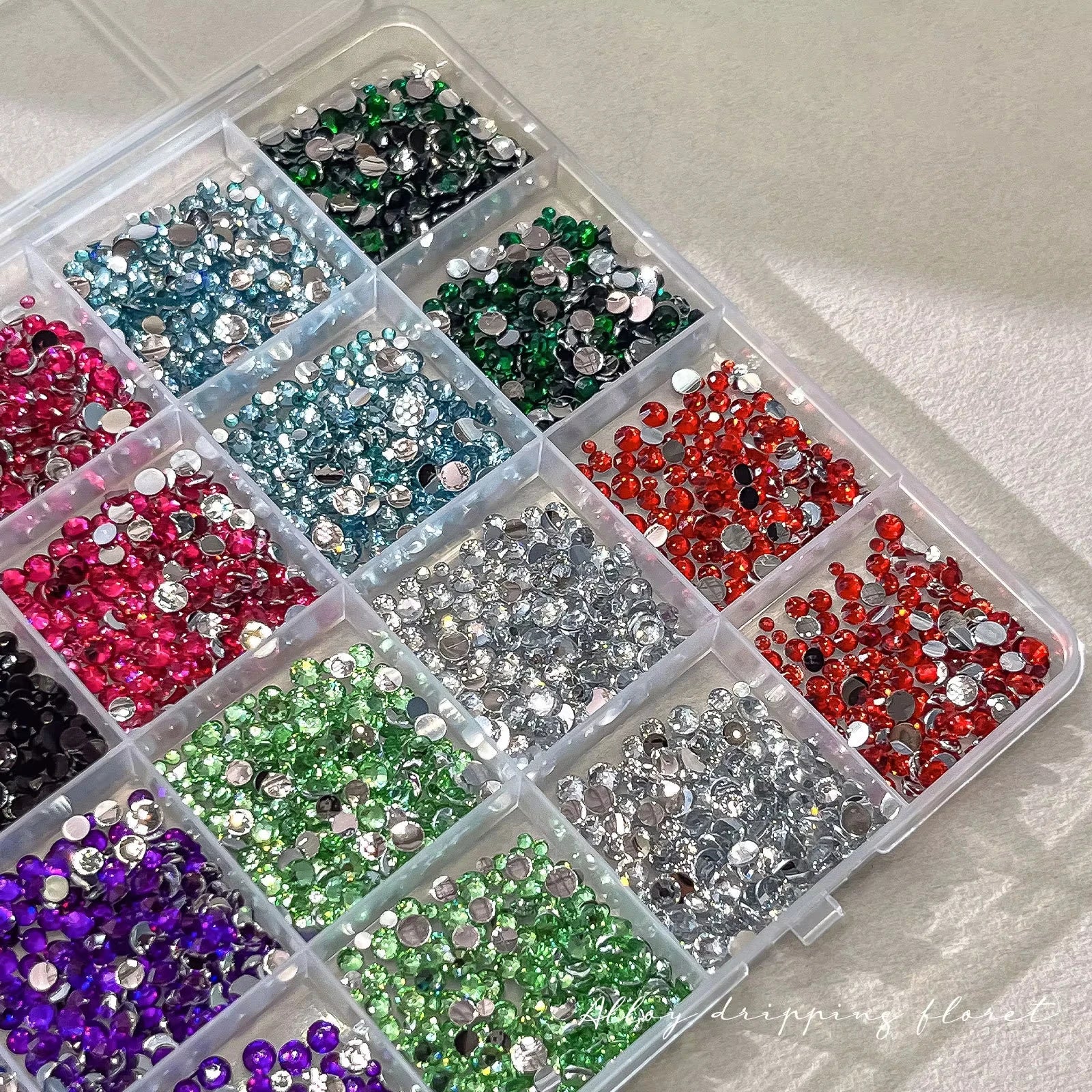 1Box 24 Grids Nail Rhinestone Bedazzling Kit 3D Multi-colors 3mm Resin Diamond Jewelry DIY Phone Case Nails Art Accessories