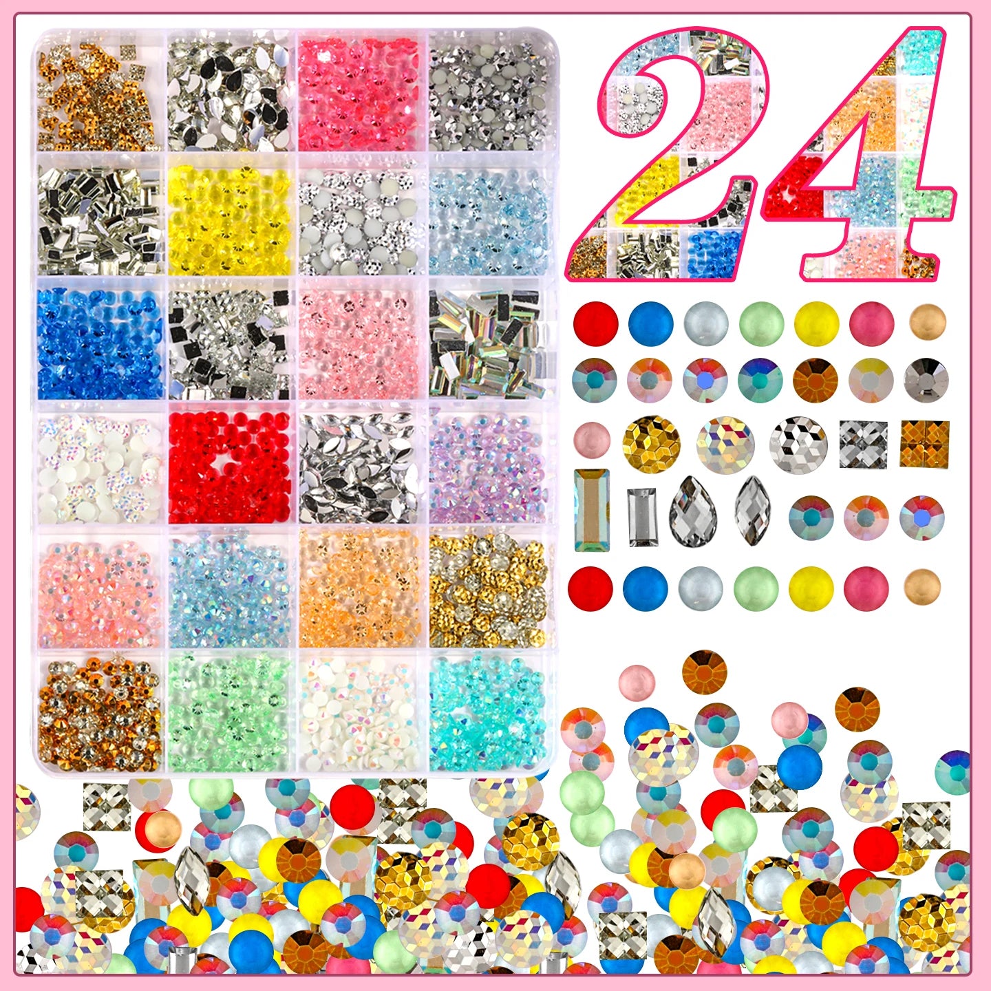Hot Selling 42Grid Nail Rhinestone Bedazzling Kit 3D Multi-colors Resin Diamond Jewelry for DIY Phone Case Nails Art Accessories