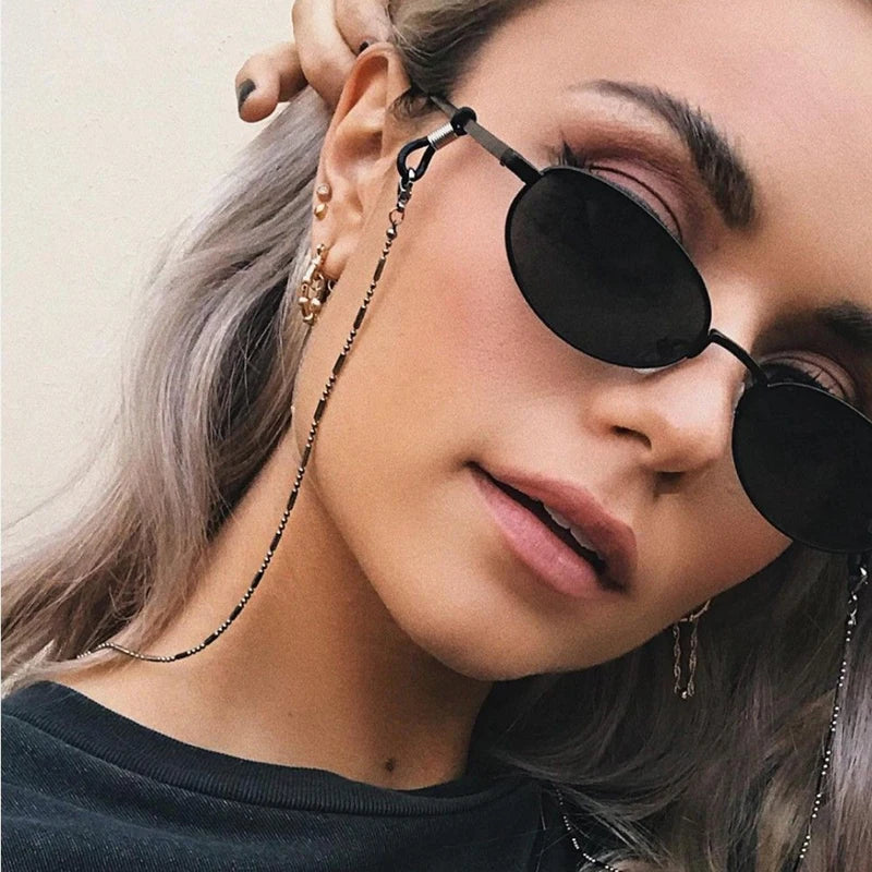 Mask Sunglasses Chains for Women Men Black Ziai Silver Color Alloy Beads Antislip Chains Fashion Eyewear Accessories Wholesale