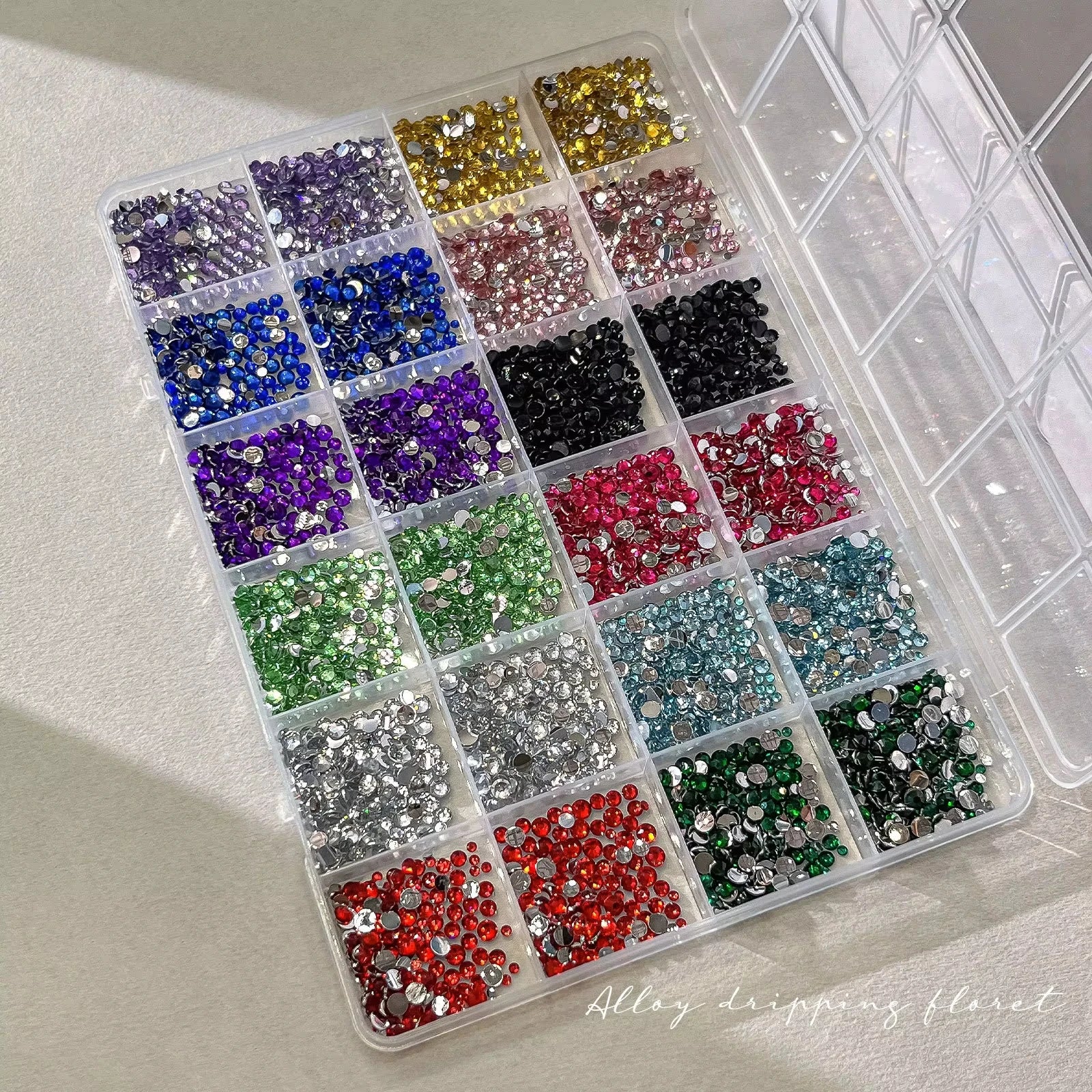 1Box 24 Grids Nail Rhinestone Bedazzling Kit 3D Multi-colors 3mm Resin Diamond Jewelry DIY Phone Case Nails Art Accessories