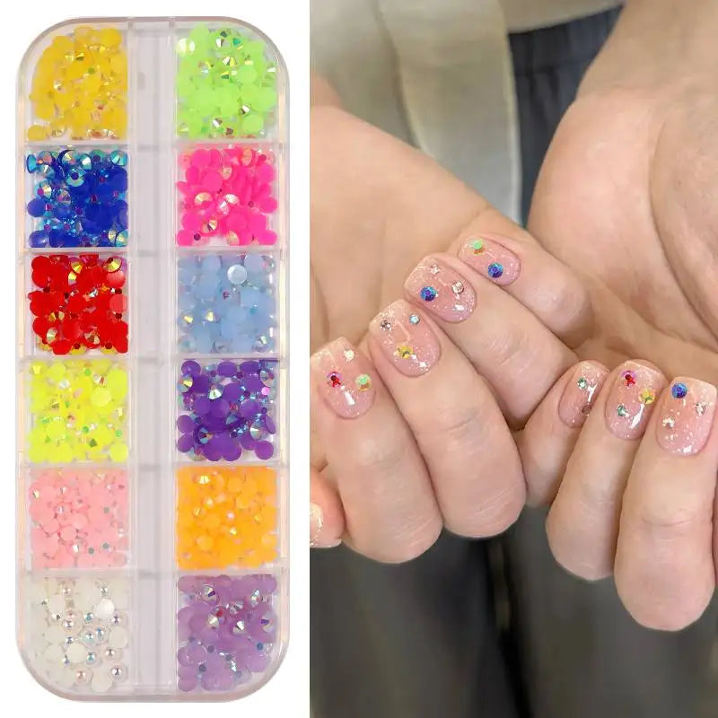 Hot Selling 42Grid Nail Rhinestone Bedazzling Kit 3D Multi-colors Resin Diamond Jewelry for DIY Phone Case Nails Art Accessories
