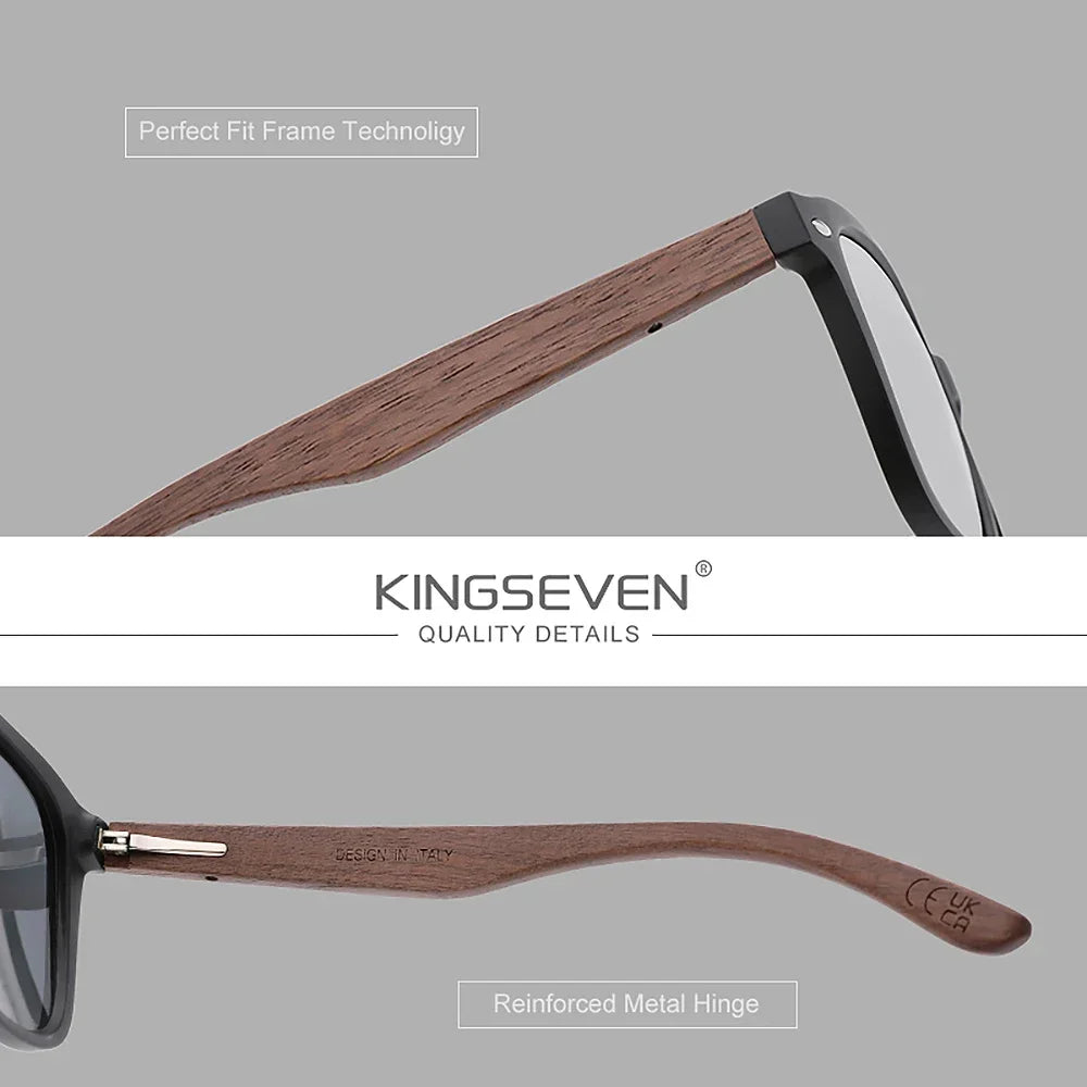 KINGSEVEN Walnut Wooden Sunglasses for Men Polarized UV400 Protection Retro Eyewear Accessories Women Oculos
