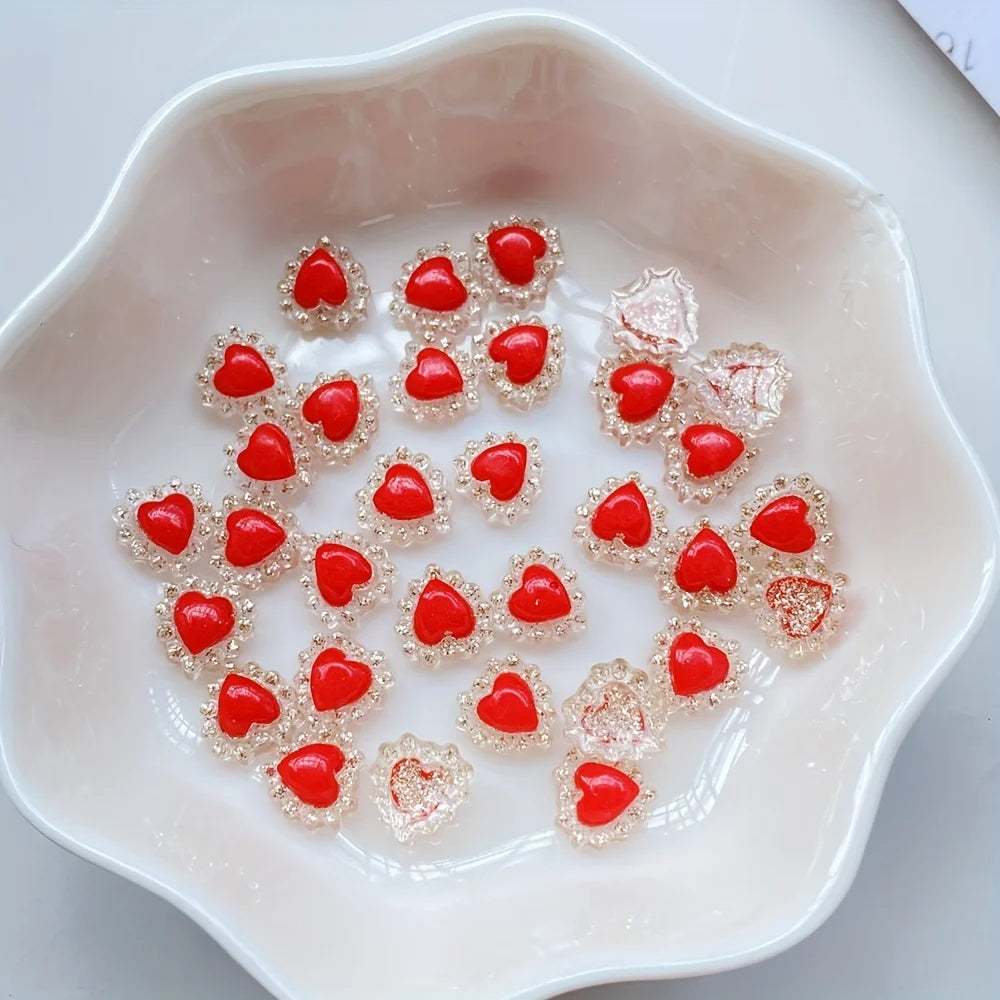 50pcs Mini Sparkling Ruby Nail Art Set Odorless Suitable for DIY Wedding Scrapbooking Crafts Mobile Phone Case Hairpin Accessory