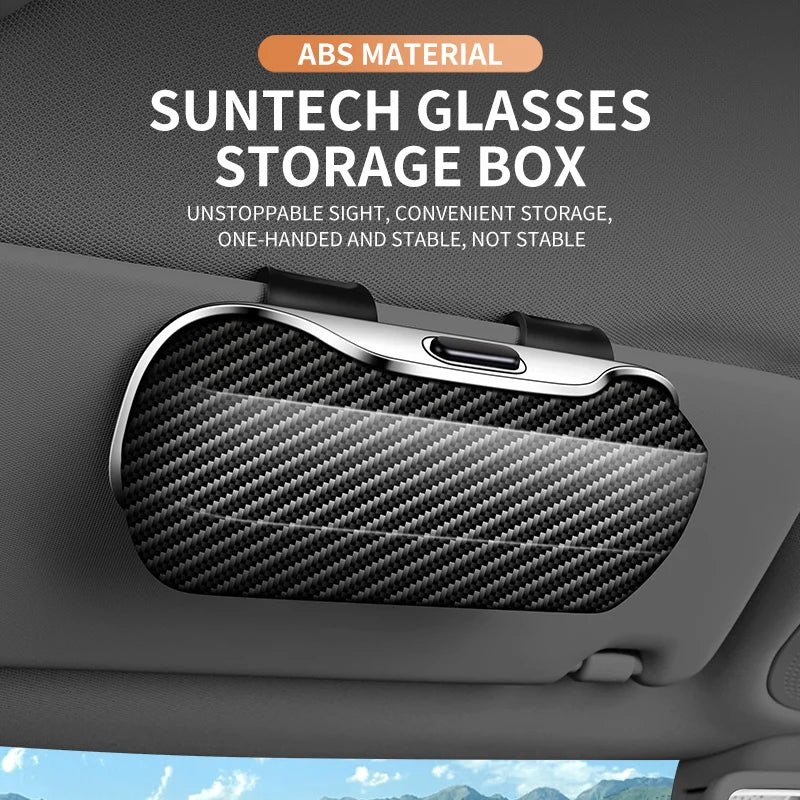 New model carbon fiber pattern car eyewear storage box, interior accessory, sunglasses case, ABS material, sunglasses holder.