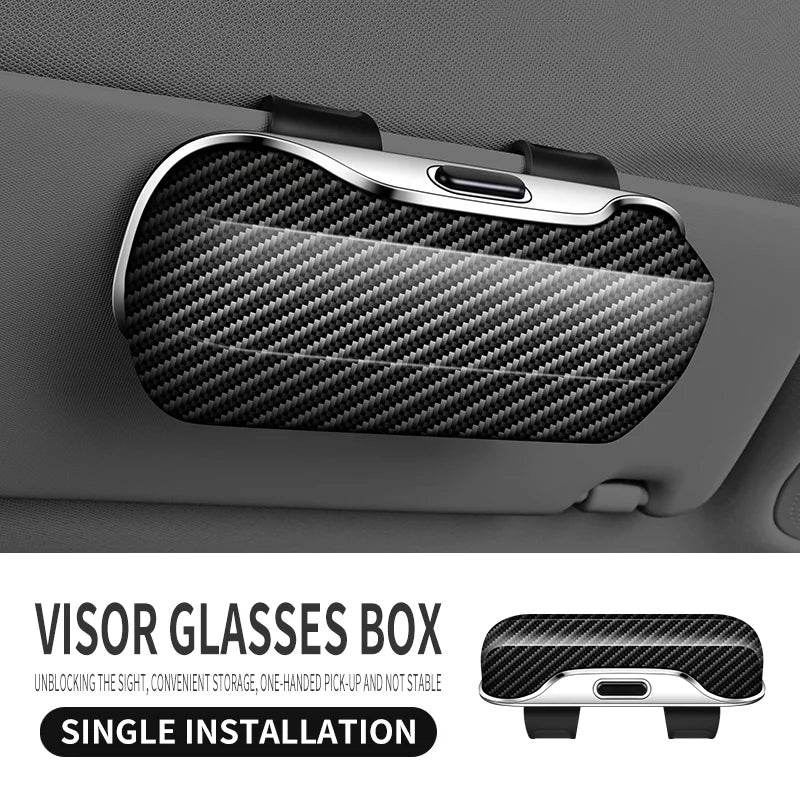 New model carbon fiber pattern car eyewear storage box, interior accessory, sunglasses case, ABS material, sunglasses holder.