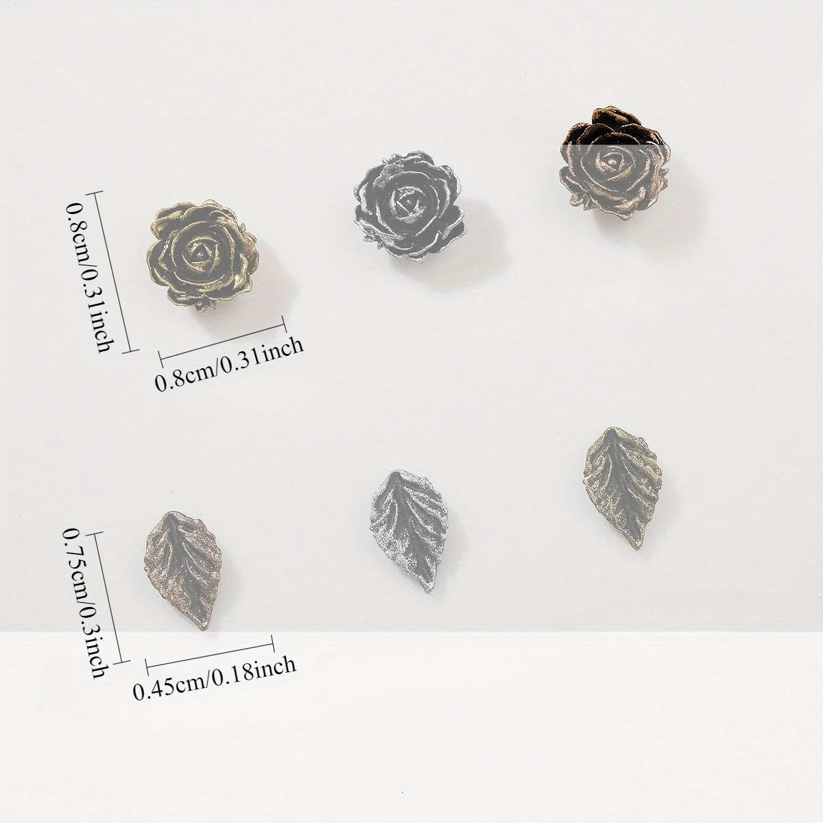50pcs Resin Black Flower Leaves Rose Nail Art Accessories Vintage Nail Decoration Phone Case Hairpin Diy Accessory Decoration