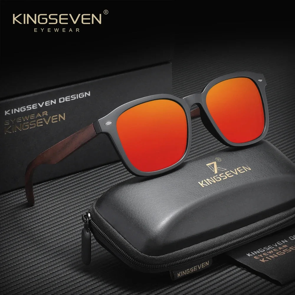 KINGSEVEN Walnut Wooden Sunglasses for Men Polarized UV400 Protection Retro Eyewear Accessories Women Oculos
