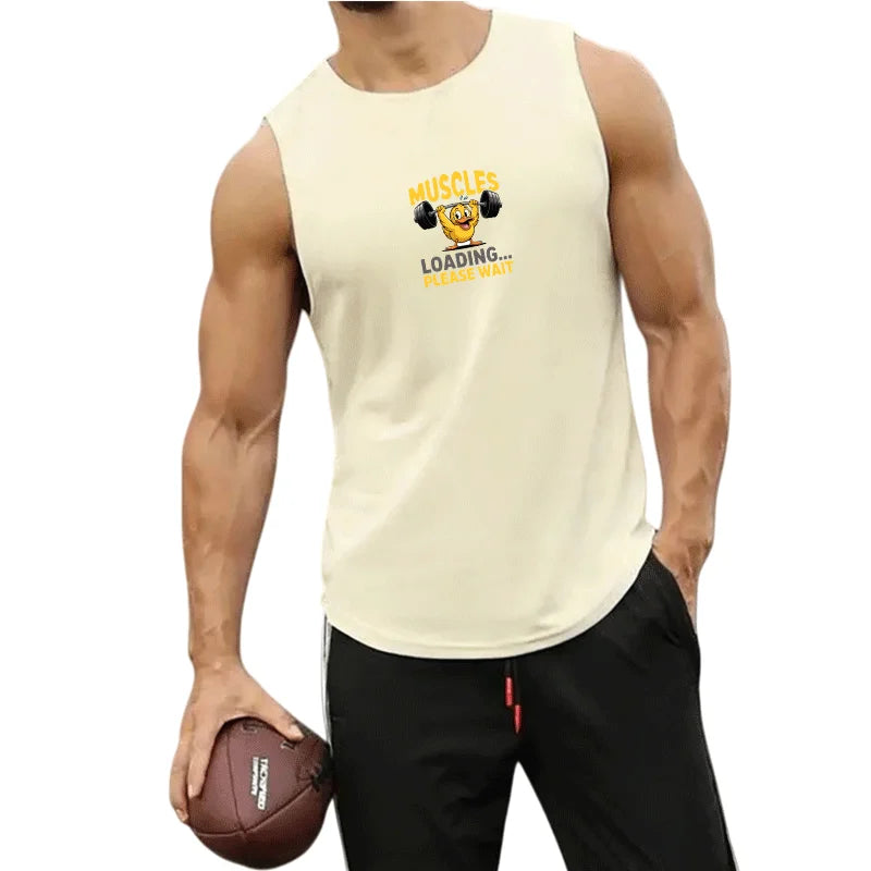 Men's European Size 2 Piece Beach Vest and Shorts Set Summer Casual Trendy Sportswear for Outdoor Jogging Basketball Training