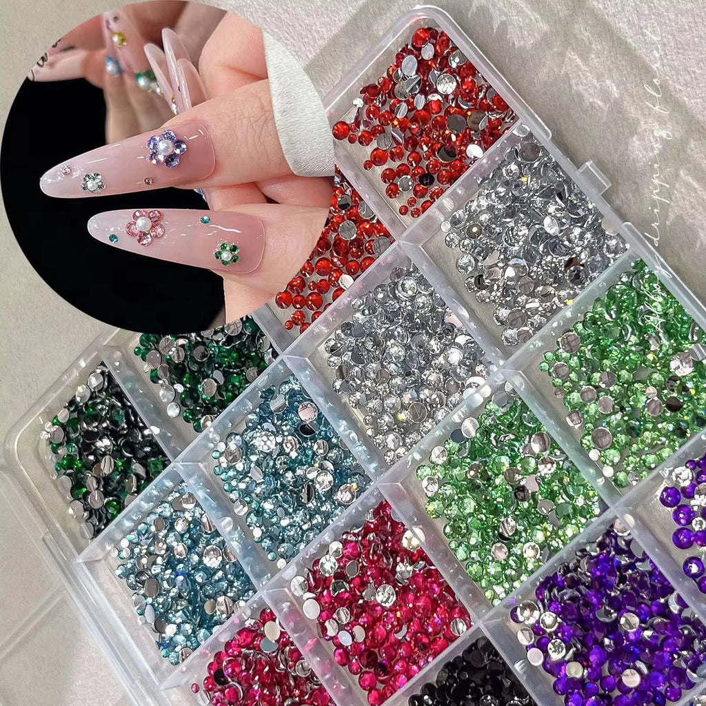 1Box 24 Grids Nail Rhinestone Bedazzling Kit 3D Multi-colors 3mm Resin Diamond Jewelry DIY Phone Case Nails Art Accessories