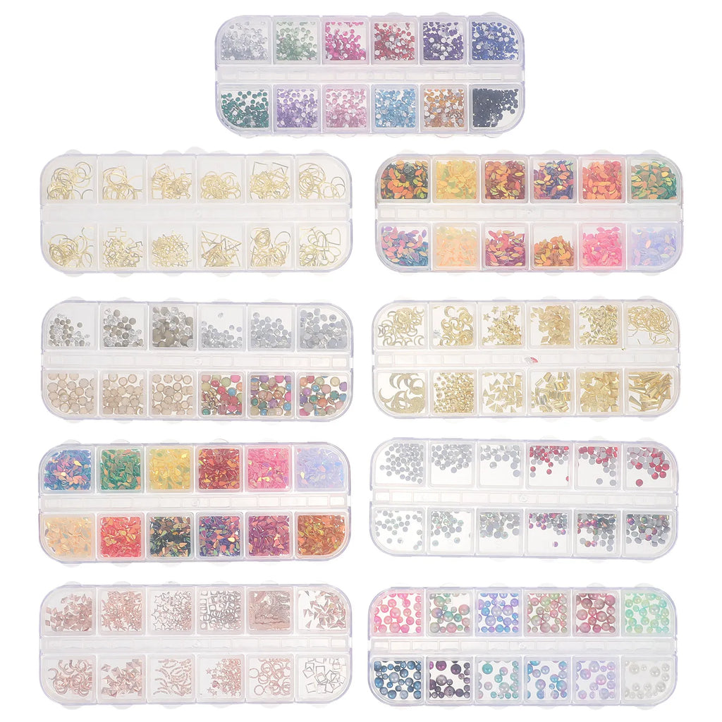 Nail Pearls Rhinestones Gems Sequins Nail Art Supplies Decorative Charms DIY Craft Accessories for Nails Phone Case