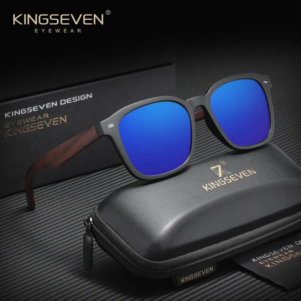 KINGSEVEN Walnut Wooden Sunglasses for Men Polarized UV400 Protection Retro Eyewear Accessories Women Oculos