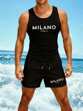 Milan Italy Is The Fashion Capital Men Reticular Vest Suit Summer Fashion Shorts O-Neck Sport Vests Unisex Vacation Clothing