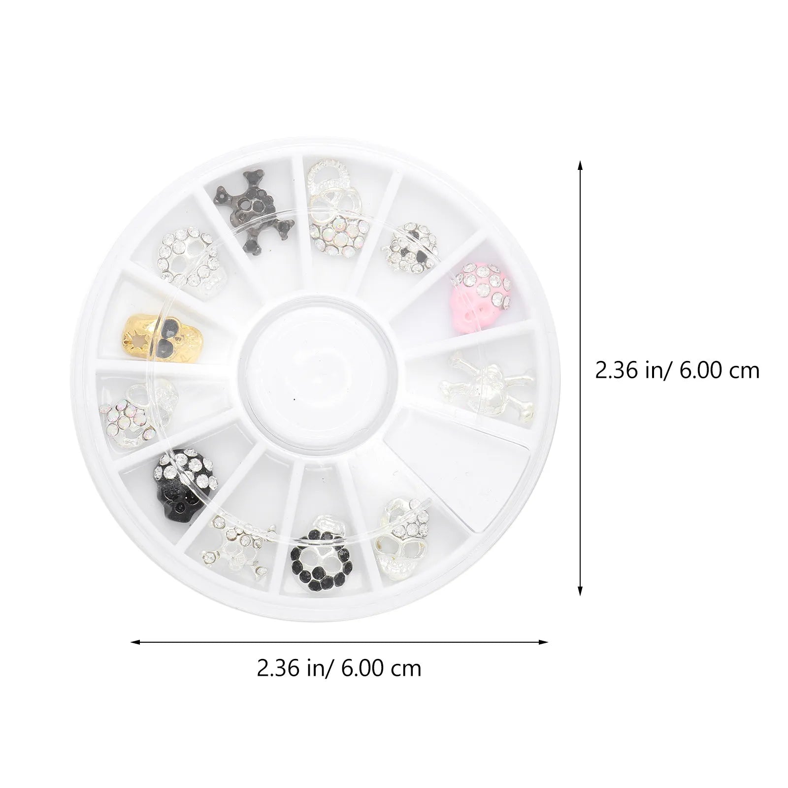 12Pcs Colorful Skull Nail Rhinestones Nail Art Decoration Crystals DIY Manicure Accessories for Nails Phone Case Invitations
