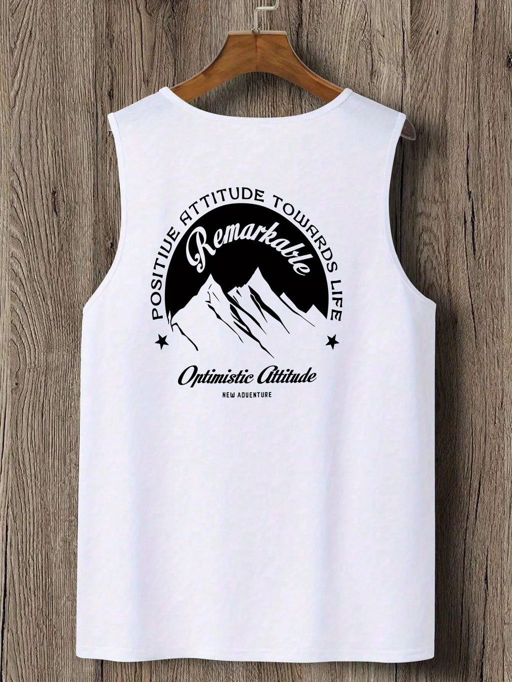 Fashionable trend muscular man, simple and creative individual style snow mountain double-sided print t-shirt