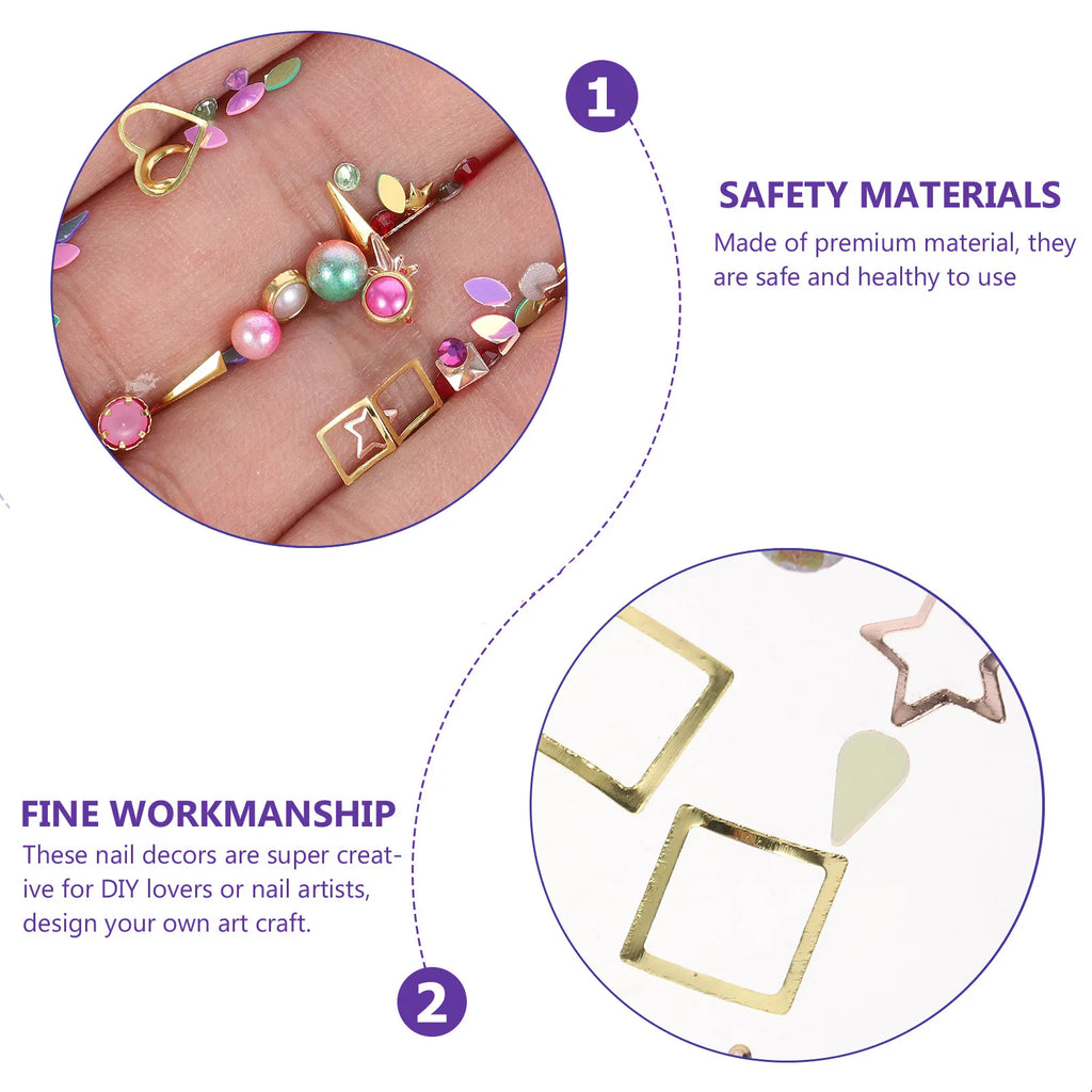 Nail Pearls Rhinestones Gems Sequins Nail Art Supplies Decorative Charms DIY Craft Accessories for Nails Phone Case