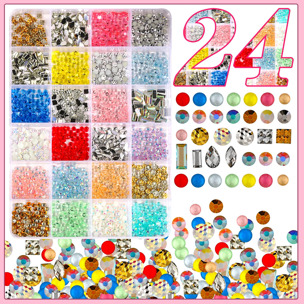 Hot Selling 42-Grid Nail Rhinestone Bedazzling Kit 3D Multi-color Resin Diamond Jewelry for DIY Phone Case Nail Art Accessories