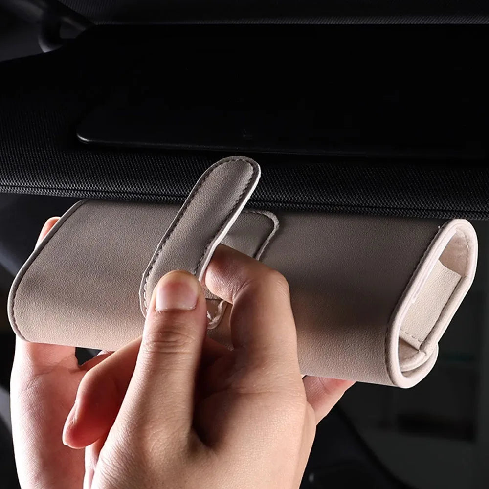 For Ford F-150 Chevrolet Silverado Jeep Wrangler Magnetic Flannel Sun Visor Eyewear Holder Car Eyeglass Storage Accessory