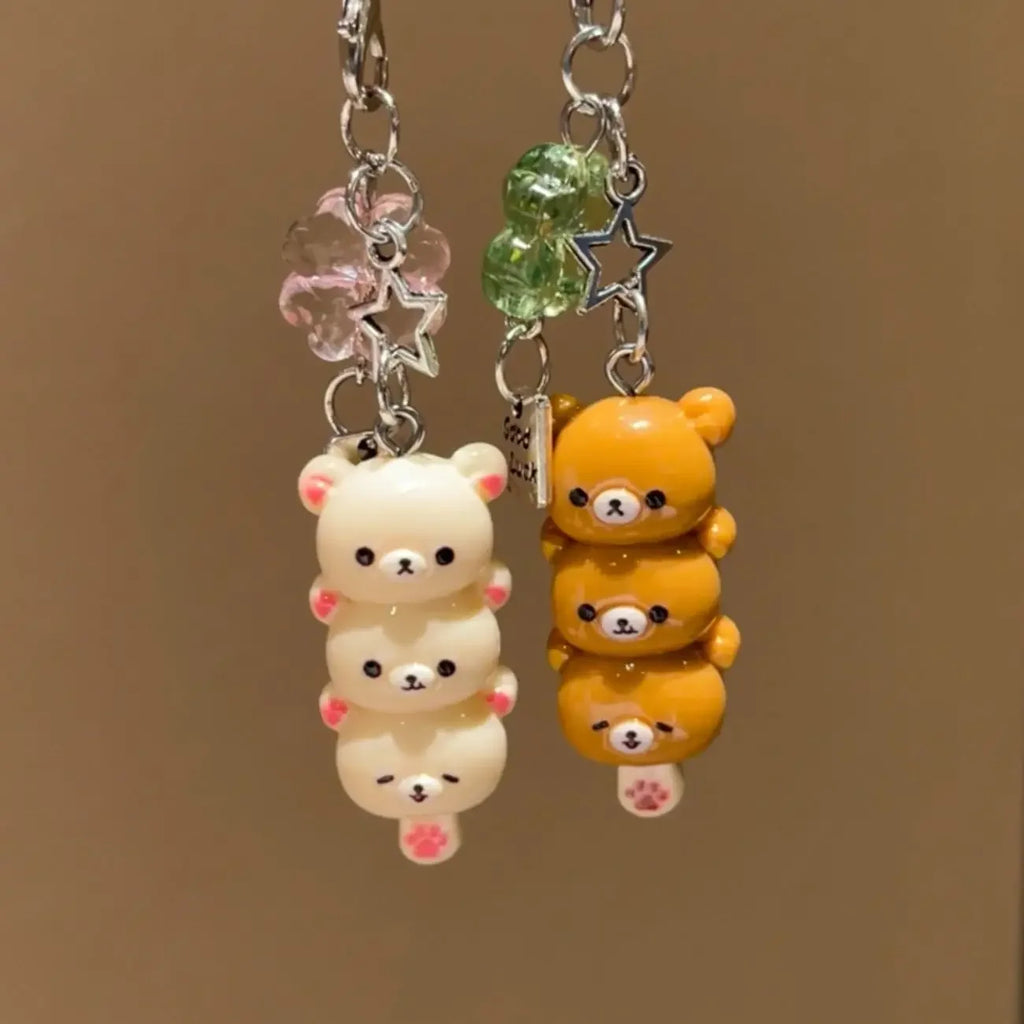 Cute Bear Phone Charms Pendant Kawaii Anime Keychain for Bag Accessories Schoolbag Cartoon Key Chains Christmas Jewelry Gifts