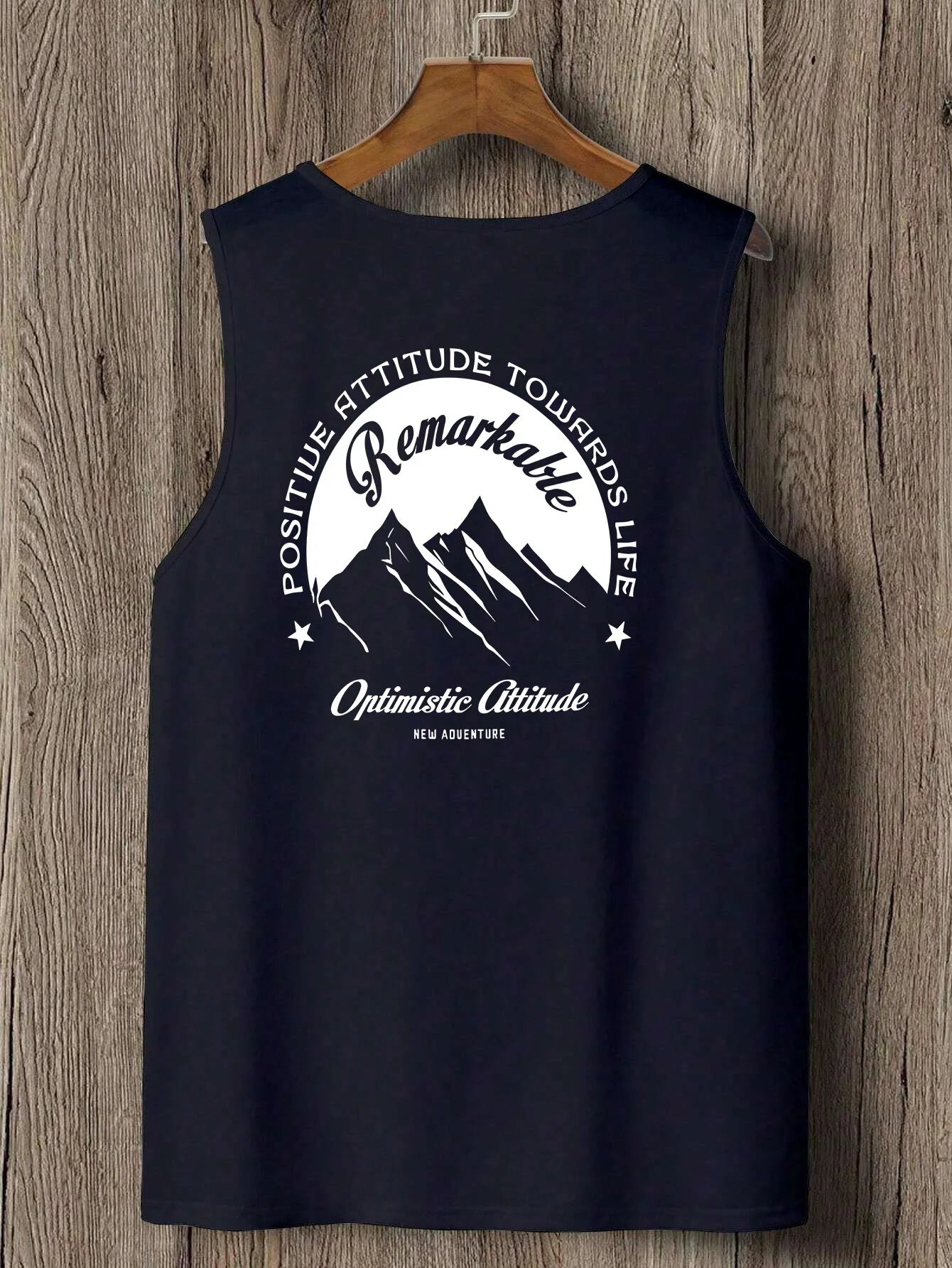 Fashionable trend muscular man, simple and creative individual style snow mountain double-sided print t-shirt