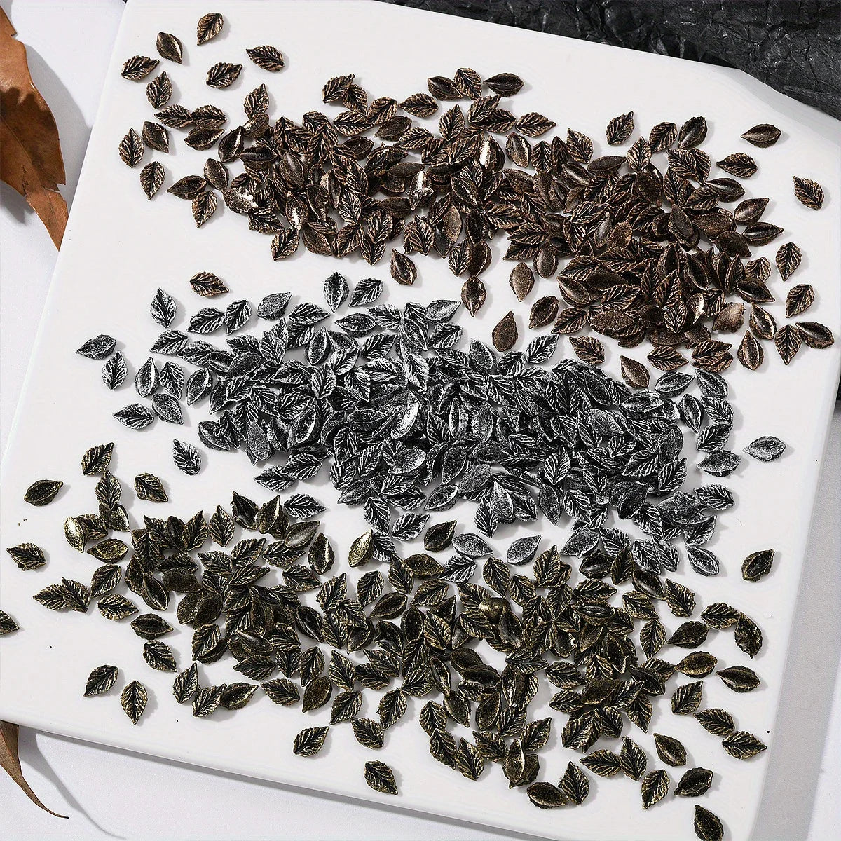 50pcs Resin Black Flower Leaves Rose Nail Art Accessories Vintage Nail Decoration Phone Case Hairpin Diy Accessory Decoration