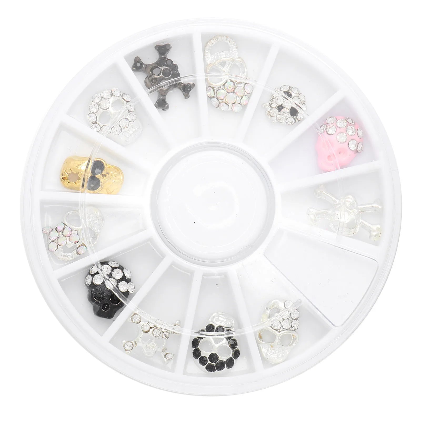 12Pcs Colorful Skull Nail Rhinestones Nail Art Decoration Crystals DIY Manicure Accessories for Nails Phone Case Invitations