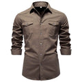 AIOPESON 2026 Business Cotton Pocket Shirt Long Sleeve Quality For Casual Slim Fit Solid Color Men Shirts