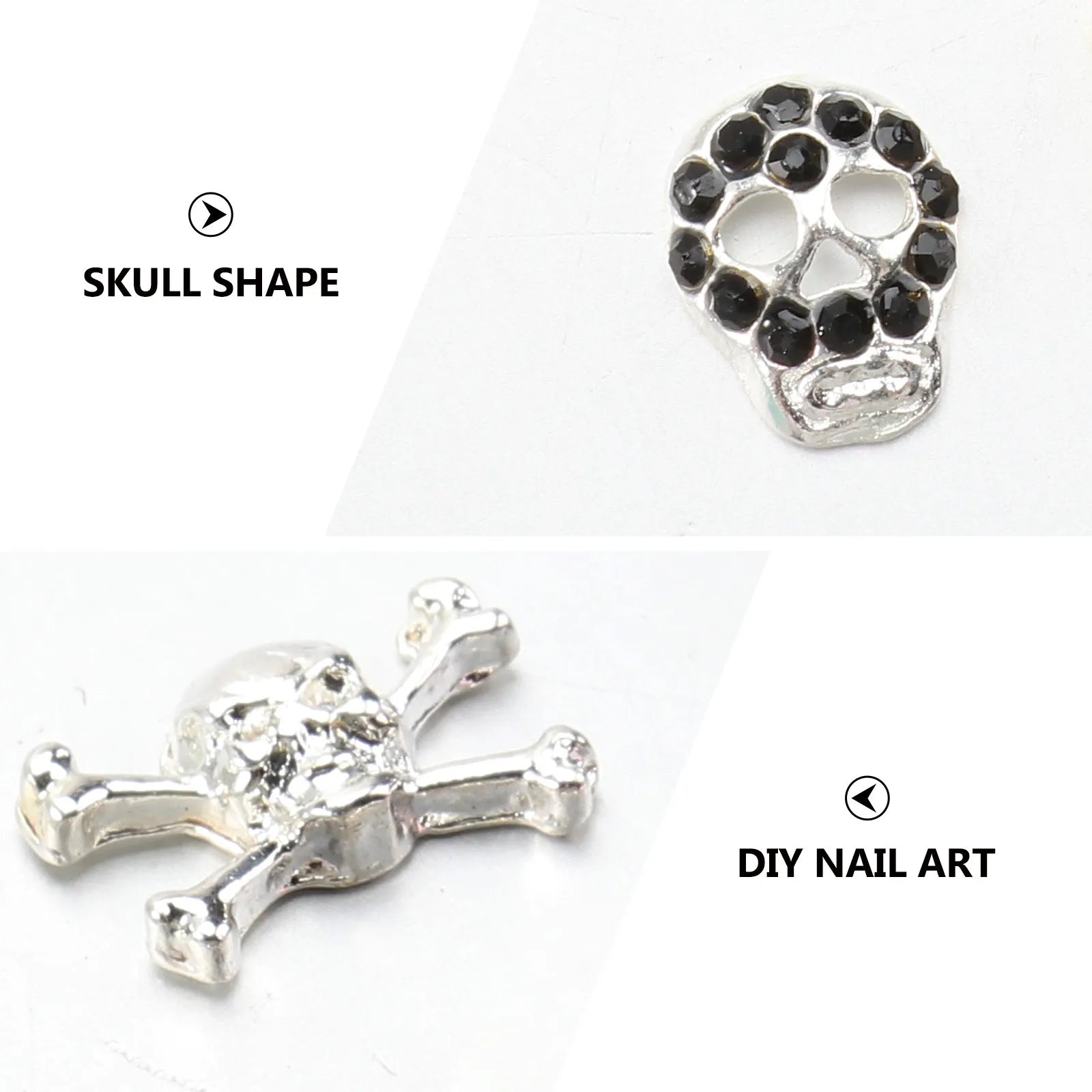 12Pcs Colorful Skull Nail Rhinestones Nail Art Decoration Crystals DIY Manicure Accessories for Nails Phone Case Invitations