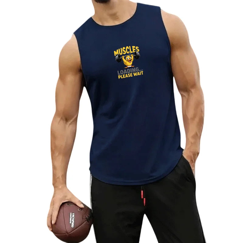 Men's European Size 2 Piece Beach Vest and Shorts Set Summer Casual Trendy Sportswear for Outdoor Jogging Basketball Training