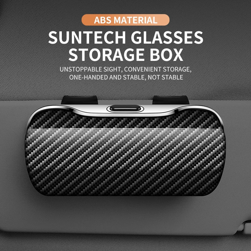 New model carbon fiber pattern car eyewear storage box, interior accessory, sunglasses case, ABS material, sunglasses holder.