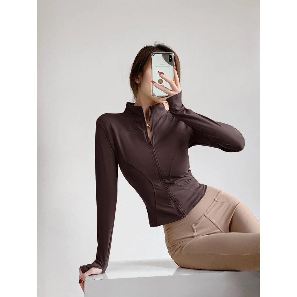Sun Quick Drying Sports Coat Women's Tight Top Yoga Jacket Long Sleeve Zipper Jacket Running Fitness Women's Jacket S-3XL